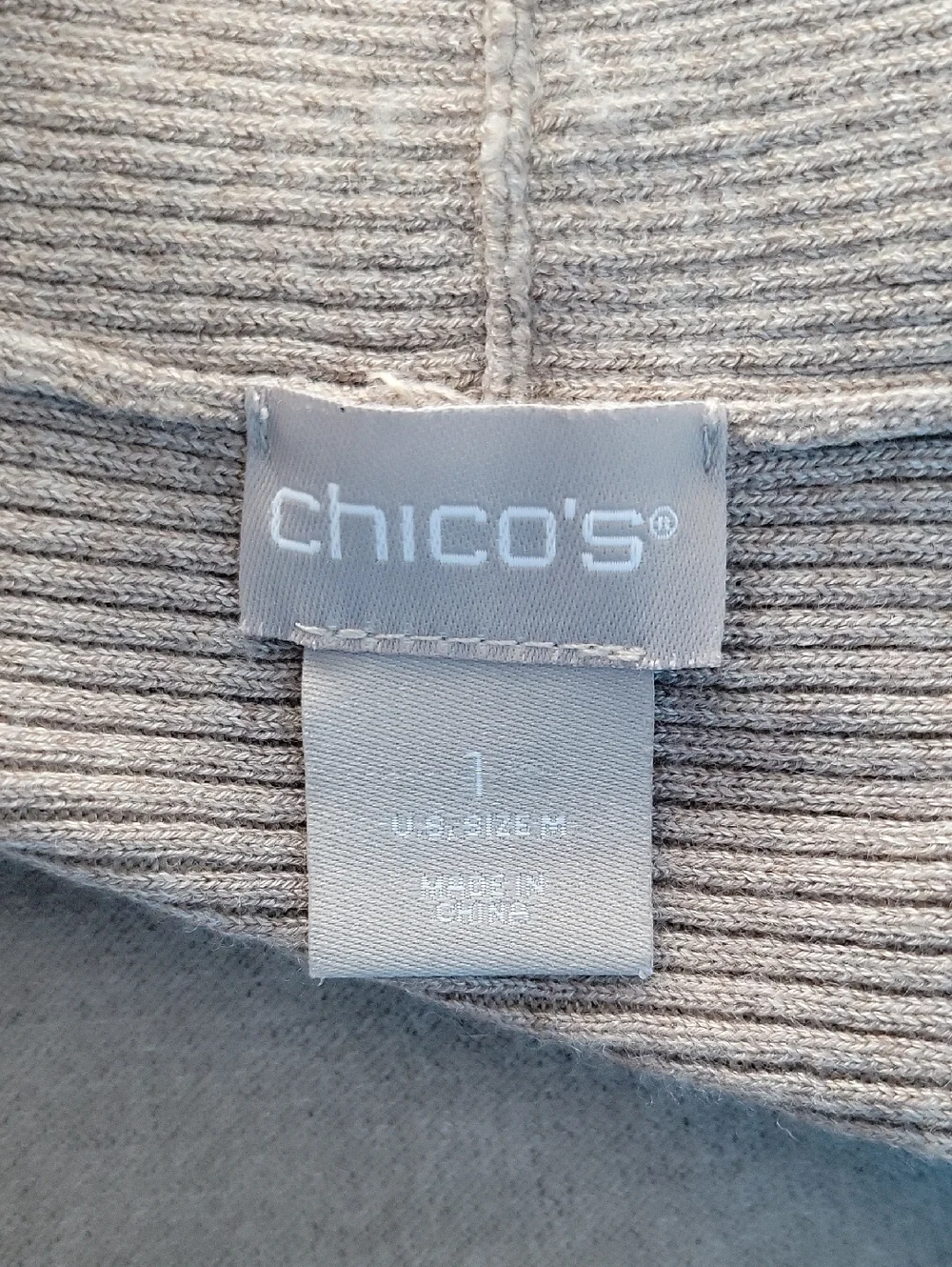 Chico's‎ Taupe Lightweight Rib Mix Open Front Cardigan Size Medium